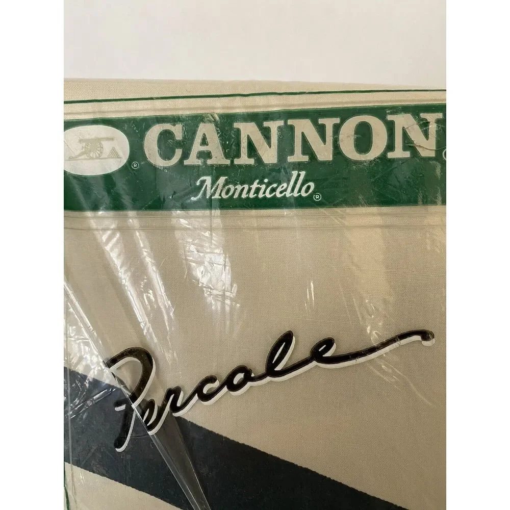 Cannon Pillowcases VTG Monticello Percale No Iron Beige with Black Accents New‎